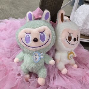 Cute Plush Bunny Toy Set - Green and White